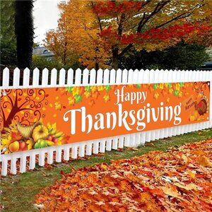 120x20 Inch Yard Banner for Thanksgiving Decorations Outdoor Happy thanksgiving